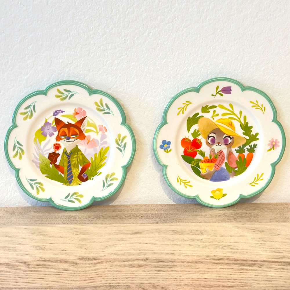 Pair Disney Shanghai Zootopia Ceramic Plates Judy Hopps Nick Wilde Spring 2025